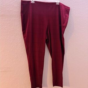 croft & barrow Women's Burgundy Plaid Pull-On Pants